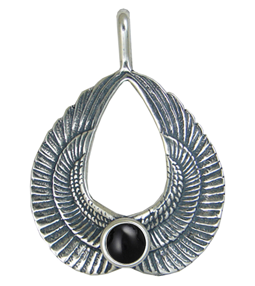 Sterling Silver Wings of Love Pendant With Black Onyx